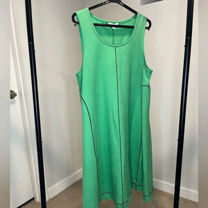 ❤️COS women dress M green jersey knit visible  seam pull on A-line midi